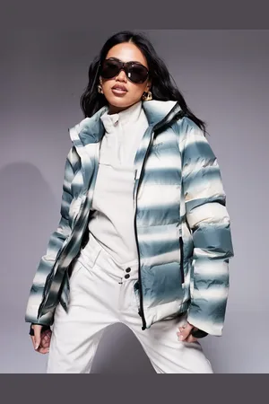 Protest Prtfever striped snow jacket in and white