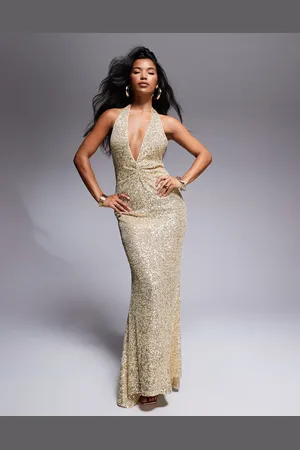 ASOS Sequin super plunge maxi dress in