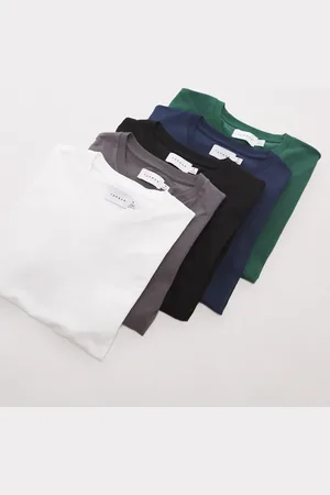 Topman 5 pack regular t-shirt in black, white, navy, charcoal and green