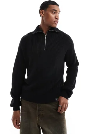 Pull&Bear 1/4 zip knitted jumper in