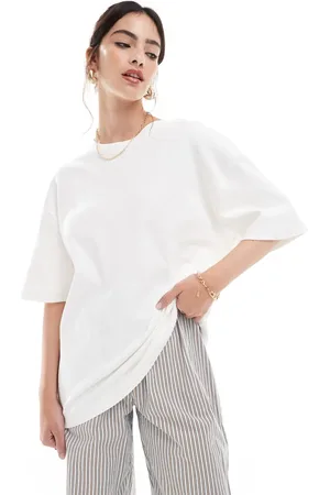 Stradivarius Oversized heavy cotton t-shirt in white