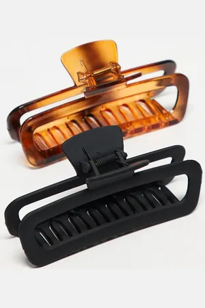 DesignB London Pack of 2 hair claws in black and tortoiseshell
