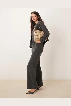 VILA Mix & match premium wide leg jersey trouser co-ord in dark
