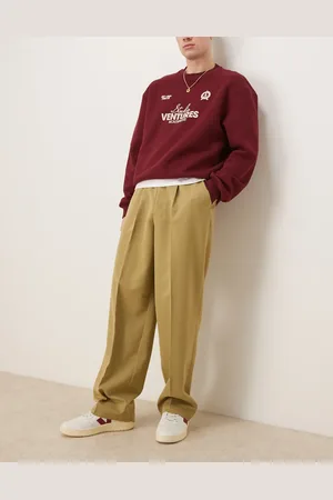ASOS Smart wide leg trousers with front pleat in camel