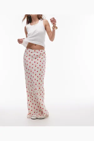 Topshop Maxi skirt in ivory and red ditsy floral