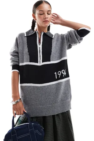 Daisy Street Half zip vintage sport knitted jumper