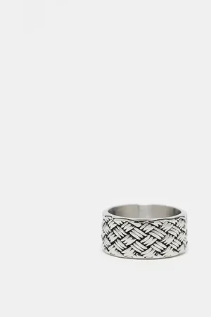 ASOS Waterproof stainless steel band ring with texture in tone