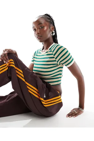 adidas 80s ribbed baby tee in green stripe