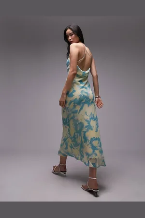 Topshop Cami georgette slip midi dress in print