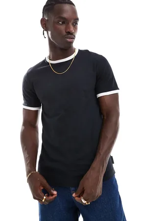 French Connection French Connection textured ringer t-shirt in navy & white