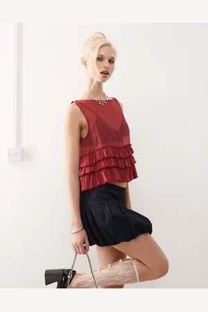 Motel Lamina unlined ruffle blouse in maroon