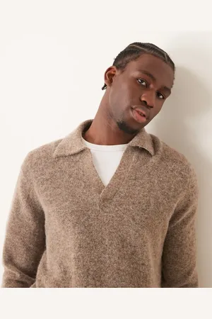 MANGO Oversized collar wool jumper light brown