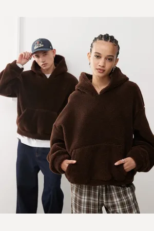 Reclaimed Unisex hoodie in chocolate borg