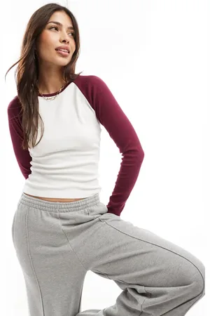 Cotton On Cotton On raglan long sleeve t-shirt in white and cherry