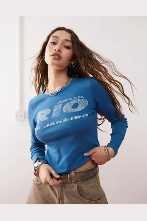 COLLUSION Rio print fitted long sleeve t-shirt in