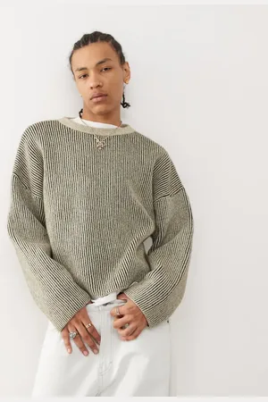 Weekday Alek wool blend jumper with two-tone rib in khaki