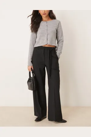 ASOS Tailored relaxed trouser with tie waist detail in ink stripe