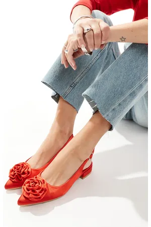 Glamorous Slingback rosette pointed toe flats in