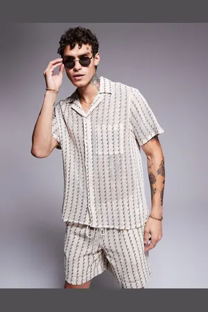 South Beach Mono stripe textured knit shirt