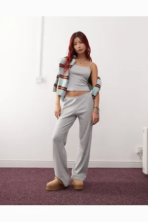 Monki Mix and match pointelle lace pyjama bottoms with small bows in melange