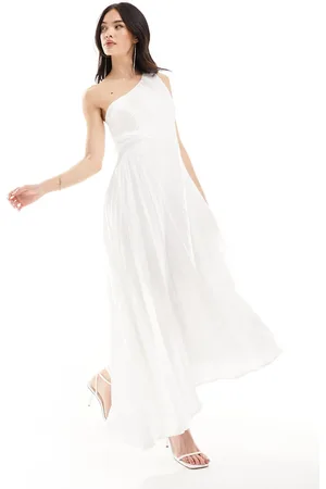 Y.A.S Y.A.S Bridal one shoulder pleated dress with asymmetric hem in