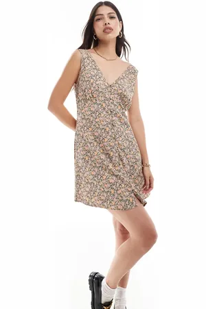 Brave Soul V neck button down floral printed mini dress