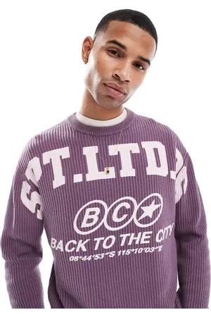 Bershka Washed ribbed jumper with graphic in