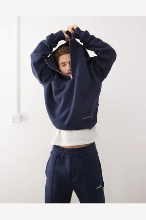 Prohibited Half zip contrast logo detail 360gsm sweatshirt in