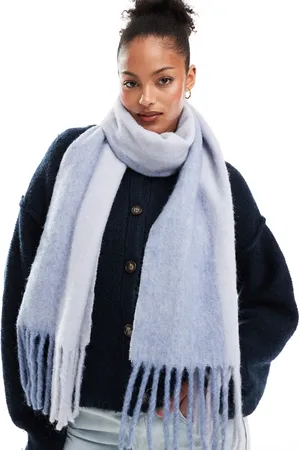 ASOS Two tone scarf wool mix fluffy tassel scarf in