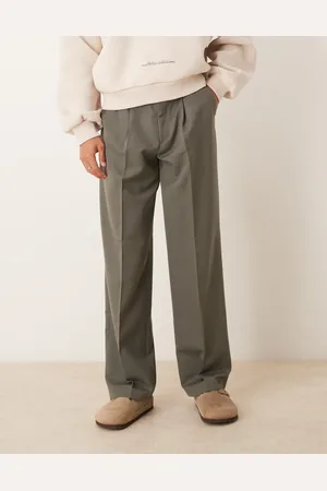 ASOS Smart wide leg trousers with front pleat in muted