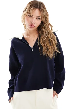 MANGO High neck half zip jumper in