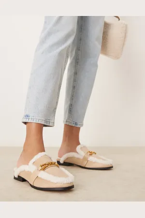 River Island Cosy backless mule in light beige