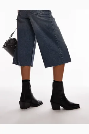 Topshop Maddy leather western boots in
