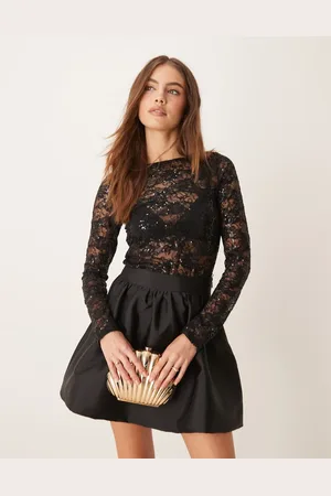 Gina Tricot Shimmer lace boat neck top in
