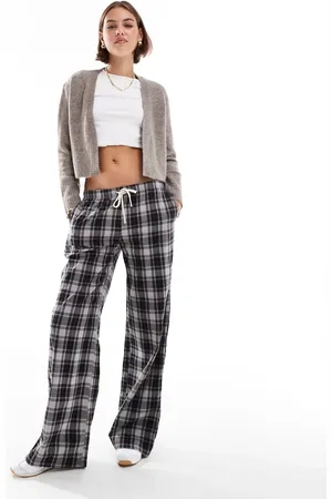 Stradivarius Elasticated waist trouser in grey check