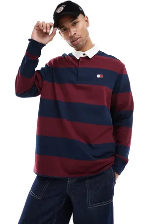 Tommy Hilfiger Stripe rugby top in and burgundy