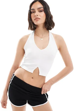 Pull&Bear Ribbed halterneck top in