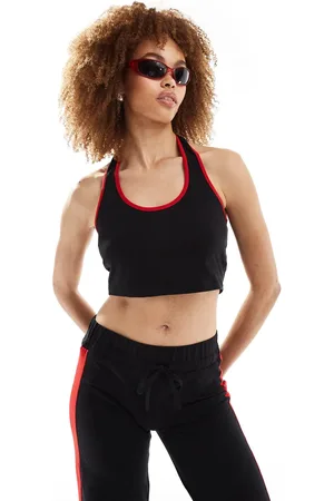 COLLUSION Halter top co ord with contrast binding in
