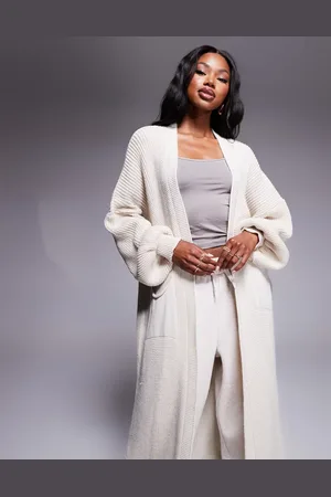 Missyempire Knitted maxi cardigan in beige