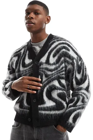 Bershka Knitted cardigan in and white