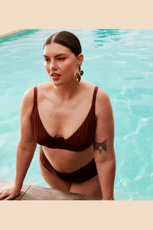 ASOS Curve Maya step front underwired bikini top in chocolate