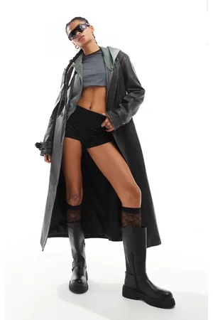 Daisy Street Soft PU washed trenchcoat