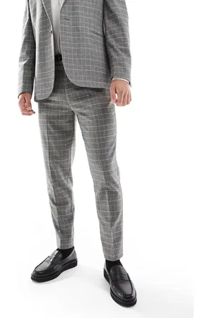 ASOS Slim suit trousers in brushed charcoal check