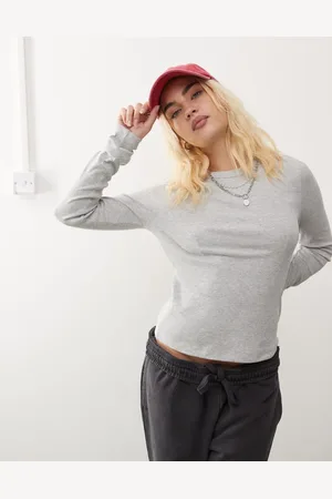 COLLUSION Ribbed long sleeve fitted t-shirt in marl