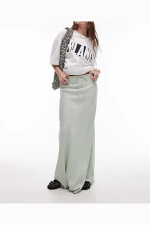 Topshop Satin bias maxi skirt in icy