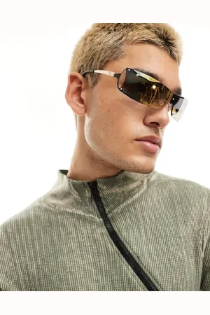 ASOS Rimless wrap sunglasses in gunmetal