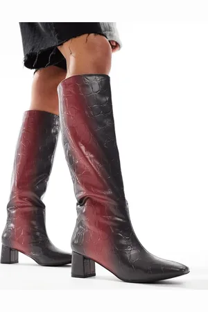 Public Desire Tamira block heel knee boots in ombre croc