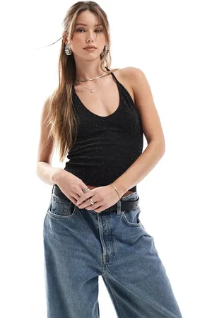 Pull&Bear Glitter halterneck top in
