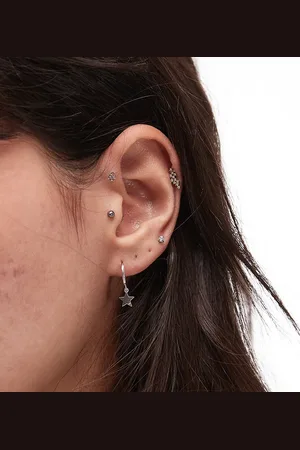 SEOL + GOLD Sterling hoop earrings with star charm