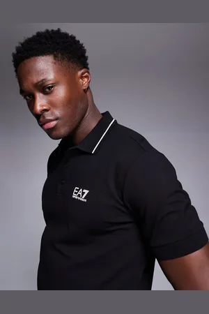 EA7 Armani short sleeve tipped logo polo shirt in